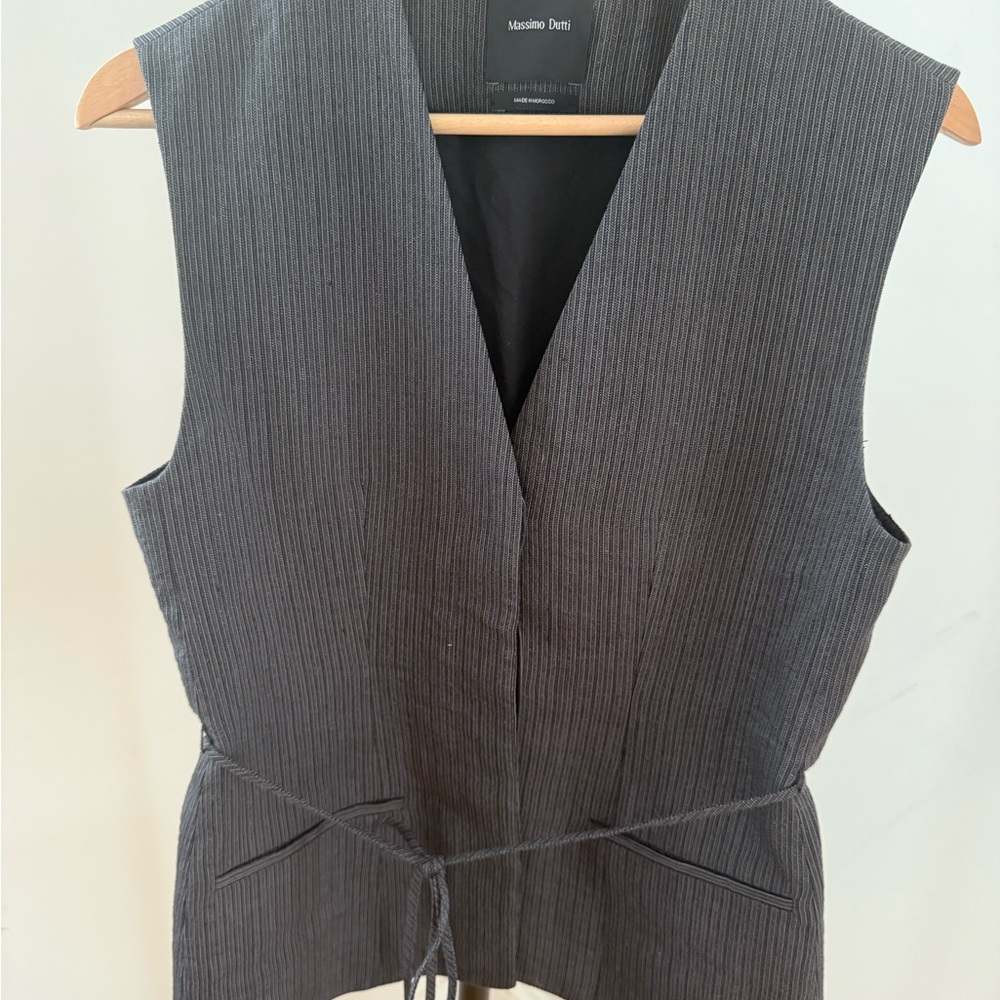 Massimo Dutti Black and White Pinstripe Vest- Small